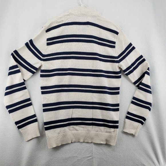 AMERICAN RAG Sweater Men's Long Sleeve Striped 1/4 Zip Pullover White Large - Picture 8 of 12
